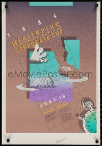 5h0702 HEALTHPLUS CORPORATE CUP 19x28 special poster 1984 running competition, Nancy Gellos art!