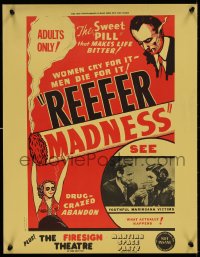 5h0746 REEFER MADNESS 17x22 special poster R1972 marijuana is the sweet pill that makes life bitter!