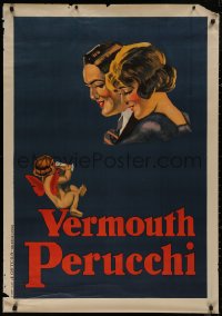 5h0649 VERMOUTH PERUCCHI 30x43 Spanish advertising poster 1926 art of couple & cherub drinking wine!