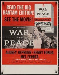 5h0773 WAR & PEACE 22x28 special poster 1956 Audrey Hepburn, Tolstoy epic, read the Bantam book!