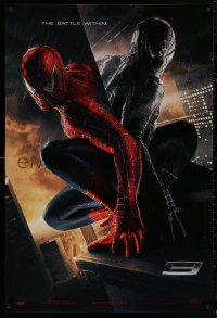 5h1117 SPIDER-MAN 3 teaser DS 1sh 2007 Raimi, battle within, Maguire in red/black suits, textured!