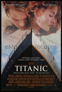 5h1158 TITANIC revised int'l DS 1sh 1997 star-crossed Leonardo DiCaprio, Kate Winslet, directed by James Cameron!
