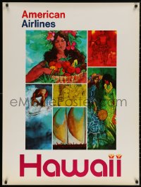 5h0471 AMERICAN AIRLINES HAWAII 30x40 travel poster 1980s great art of Hawaiian culture!