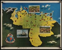 5h0482 PAN AMERICAN WORLD AIRWAYS VENEZUELA 21x26 travel poster 1950 pictorial map of the country!