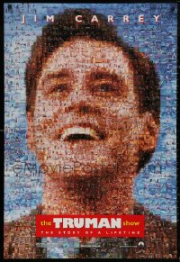 5h1176 TRUMAN SHOW teaser DS 1sh 1998 really cool mosaic art of Jim Carrey, Peter Weir