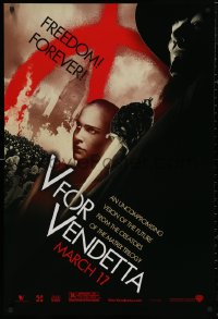 5h1183 V FOR VENDETTA teaser 1sh 2005 Wachowskis, Natalie Portman, Hugo Weaving, city in flames!