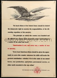 5h0421 AMERICANISM IS NOT & NEVER WAS A MATTER OF RACE OR ANCESTRY 20x28 WWII war poster 1943