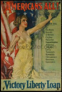 5h0452 AMERICANS ALL 27x40 WWI war poster 1919 wonderful Howard Chandler Christy patriotic art!