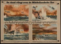 5h0426 DE DOOD VLIEGT OVER DE MIDDELLANDSCHE ZEE 17x23 Belgian WWII war poster 1940 Naval battle art