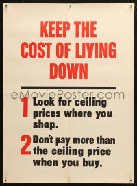5h0435 KEEP THE COST OF LIVING DOWN 16x22 WWII war poster 1940s don't pay more than ceiling price!