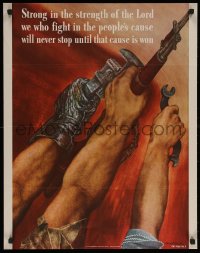 5h0441 STRONG IN THE STRENGTH OF THE LORD 22x28 WWII war poster 1942 great art by David Stone Martin!