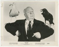 5k0050 BIRDS candid 8x10 still 1963 great image of director Alfred Hitchcock w/birds on shoulders!