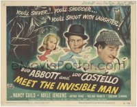 5k0722 ABBOTT & COSTELLO MEET THE INVISIBLE MAN TC 1951 wacky art of Bud & Lou with Adele Jergens!