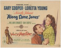 5k0726 ALONG CAME JONES TC 1945 Gary Cooper & Loretta Young, Norman Rockwell art!