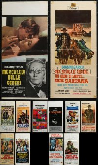 5m0055 LOT OF 12 FORMERLY FOLDED ITALIAN LOCANDINAS 1960s-1970s a variety of movie images!