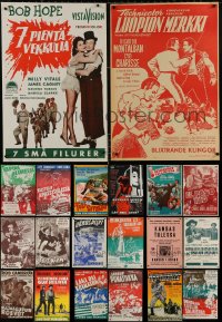5m0062 LOT OF 20 FORMERLY FOLDED FINNISH POSTERS 1940s-1960s a variety of different movie images!