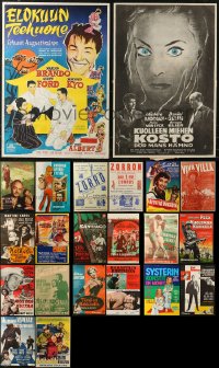 5m0060 LOT OF 22 UNFOLDED AND FORMERLY FOLDED FINNISH POSTERS 1950s-1970s cool movie images!