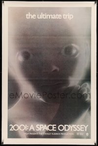 5p0131 2001: A SPACE ODYSSEY linen 1sh R1971 Stanley Kubrick, star child c/u, the ultimate trip!
