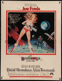 5p0112 BARBARELLA linen 30x40 1968 sexiest sci-fi art of Jane Fonda by Robert McGinnis, Roger Vadim!