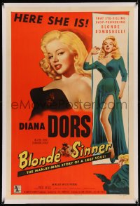 5p0145 BLONDE SINNER linen 1sh 1956 sexiest eye-filling gasp-provoking blonde bombshell Diana Dors!