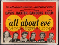 5p0035 ALL ABOUT EVE linen British quad 1950 Bette Davis, Baxter, Sanders, Merrill, Holm & Marlowe!