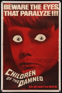 5p0155 CHILDREN OF THE DAMNED linen 1sh 1964 beware the creepy kid's eyes that paralyze, great image!