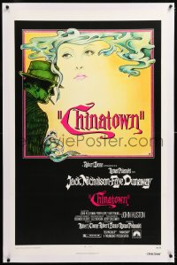 5p0156 CHINATOWN linen 1sh 1974 Pearsall art of smoking Jack Nicholson & Faye Dunaway, Roman Polanski