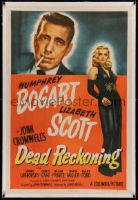 5p0164 DEAD RECKONING linen 1sh 1947 cool art of smoking Humphrey Bogart, full-length Lizabeth Scott