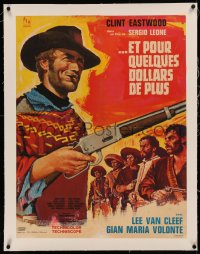 5p0016 FOR A FEW DOLLARS MORE linen French 23x30 1966 Sergio Leone, Tealdi art of Clint Eastwood!