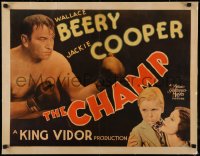 5p0113 CHAMP linen 1/2sh 1931 boxer Wallace Beery, Jackie Cooper, King Vidor, boxing epic, ultra rare!