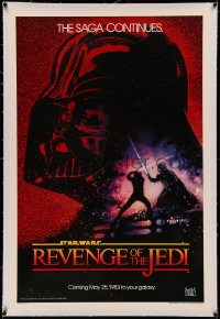 5p0266 RETURN OF THE JEDI linen dated teaser 1sh 1983 George Lucas' Revenge of the Jedi, Struzan art!