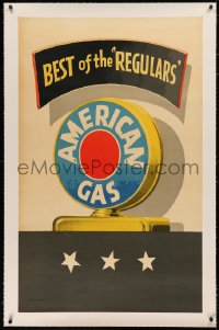 5p0092 AMERICAN GAS linen 27x43 advertising poster 1950 Lucian Bernhard art, Best of the Regulars!