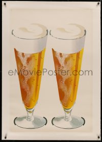 5p0094 BEER GLASSES linen 24x35 advertising poster 1960s you can display it in your own bar!