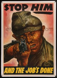 5p0068 STOP HIM & THE JOB'S DONE linen 29x41 WWII war poster 1945 Meyers art of Japanese soldier, rare!
