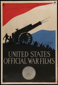 5p0062 UNITED STATES OFFICIAL WAR FILMS linen 28x41 WWI war poster 1918 Kerr art of canon & soldiers!