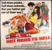 5r0022 HOT RODS TO HELL linen 6sh 1967 Dana Andrews, Jeanne Crain, better get out of their way, rare!