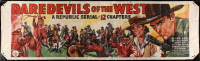 5r0089 DAREDEVILS OF THE WEST cloth banner 1943 great art of Rocky Lane, Republic serial, ultra rare!