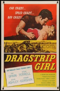 5r0105 DRAGSTRIP GIRL 1sh 1957 Hollywood's newest teen stars are car crazy, speed crazy & boy crazy!