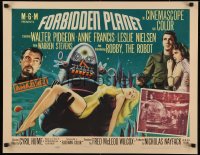 5r0061 FORBIDDEN PLANET style A 1/2sh 1956 art of Robby the Robot carrying sexy Anne Francis, rare!