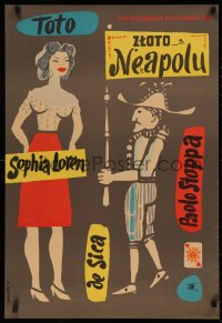 5r0150 EVERY DAY'S A HOLIDAY Polish 23x33 1957 Vittorio De Sica, Stachurski Sophia Loren art, rare!
