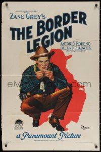 5s0128 BORDER LEGION style B 1sh 1924 Zane Grey, great art of Antonio Moreno w/ shadow, ultra rare!