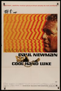 5s0130 COOL HAND LUKE 1sh 1967 prisoner Paul Newman refuses to conform, cool art by James Bama!