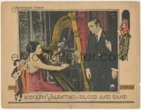 5s0200 BLOOD & SAND LC 1922 Rudolph Valentino entranced by Nita Naldi playing harp at fancy party!