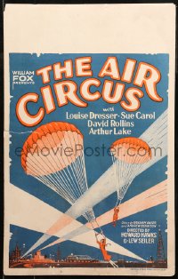 5s0011 AIR CIRCUS WC 1928 Howard Hawks, art of male & female hanging from parachutes, very rare!