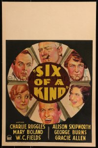 5s0042 SIX OF A KIND WC 1934 great art of W.C. Fields w/cigar, Charlie Ruggles, Burns & Allen!
