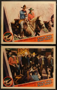 5t0670 ALIAS THE BAD MAN 2 LCs 1931 great images of western cowboy Ken Maynard, ultra rare!