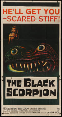 5w0039 BLACK SCORPION 3sh 1957 art of wacky creature that looks more laughable than horrible!