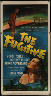 5w0062 FUGITIVE 3sh 1947 art of Henry Fonda & Dolores Del Rio with baby, directed by John Ford!