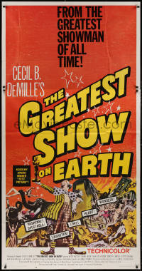 5w0066 GREATEST SHOW ON EARTH 3sh R1967 Cecil B. DeMille circus classic, clown James Stewart, rare!