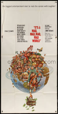 5w0074 IT'S A MAD, MAD, MAD, MAD WORLD 3sh 1964 great art of entire cast on Earth by Jack Davis!